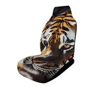 HETVBNS Car Seat Cover Breathable Wild Animal Tiger Front Seat Protector with Elastic Edge Car Seat Pads Car Interior Accessories Fits SUV