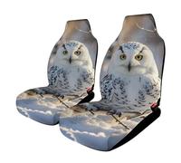 HETVBNS Car Seat Cover Breathable Winter White Owl Car Front Seat Protector With Elastic Edge Auto Seats Cushions Cars Interior Accessories Fits SUV Sedan Van Truck