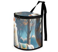 HETVBNS Cartoon Alpaca Cute Animal Car Trash Can with Lid, Leakproof Hanging Automotive Trash Bin, Waterproof Garbage Storage Bag for Vehicles, RV, Bathroom, Office