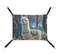 HETVBNS Cartoon Alpaca Cute Animal Pet Hammock for Cats & Dogs, Soft Breathable Canvas Hanging Hammock with Adjustable Straps, Comfortable & Durable Hanging Bed for Small to Medium Pets