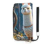 HETVBNS Cartoon Alpaca Cute Animal Wallet, Elegant Wristlet Wallet with Multi-Card Slots, PU Leather Long Purse for Women, Men