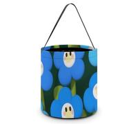 HETVBNS Cartoon Blue Flowers Candy Bag Halloween Trick Or Treat Bucket 7.9x8.3in, Reusable Gift Bags for Party Holiday Wedding