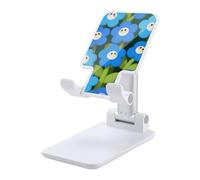 HETVBNS Cartoon Blue Flowers Phone Stand for Desk - Adjustable & Foldable Tablet Stand Portable Cell Phone Stand Holder Compatible with 4-13" Smartphones, Tablets