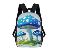 HETVBNS Cartoon Blue Mushroom Backpack for Women Men, Durable 600D Polyester Bookbag with Large Capacity, Lightweight 17 Inch Laptop Backpack Minimalism Casual Daypack for Work, Travel