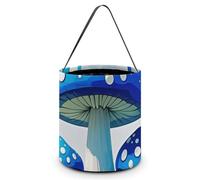 HETVBNS Cartoon Blue Mushroom Candy Bag Halloween Trick Or Treat Bucket 7.9x8.3in, Reusable Gift Bags for Party Holiday Wedding