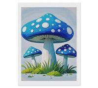HETVBNS Cartoon Blue Mushroom Diamond Painting Kits for Adults, Full Round Drill DIY Diamond Art for Beginners, 5D Gem Art and Crafts for Home Wall Decor 12"x16"