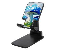 HETVBNS Cartoon Blue Mushroom Phone Stand for Desk - Adjustable & Foldable Tablet Stand Portable Cell Phone Stand Holder Compatible with 4-13" Smartphones, Tablets