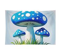 HETVBNS Cartoon Blue Mushroom Tapestry Wall Hanging - 40"x60" Aesthetic Tapestries Soft Polyester Wall Art Decor Large Tapestry for Bedroom Living Room Dorm Backdrop, Hanging Kit Included