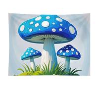 HETVBNS Cartoon Blue Mushroom Tapestry Wall Hanging - 60"x80" Aesthetic Tapestries Soft Polyester Wall Art Decor Large Tapestry for Bedroom Living Room Dorm Backdrop, Hanging Kit Included