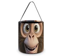 HETVBNS Cartoon Brown Monkey Candy Bag Halloween Trick Or Treat Bucket 7.9x8.3in, Reusable Gift Bags for Party Holiday Wedding