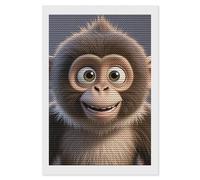 HETVBNS Cartoon Brown Monkey Diamond Painting Kits for Adults, Full Round Drill DIY Diamond Art for Beginners, 5D Gem Art and Crafts for Home Wall Decor 8"x12"
