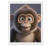 HETVBNS Cartoon Brown Monkey Diamond Painting Kits for Adults, Full Round Drill DIY Diamond Art for Beginners, 5D Gem Art and Crafts for Home Wall Decor 16"x20"