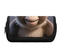 HETVBNS Cartoon Brown Monkey Pencil Case Extra Large, Double Layer Pencil Pouch with Zipper, Portable Cosmetic Bags for Travel, Office Stationery Organizer for Women Men