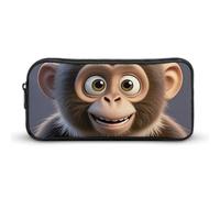 HETVBNS Cartoon Brown Monkey Pencil Case Large Capacity, Durable Pencil Pouch Portable Small Cosmetic Bag with Metal Zipper, Simple Makeup Pouch Aesthetic Toiletry Bag for Travel Office