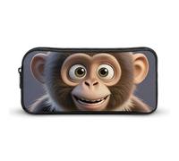 HETVBNS Cartoon Brown Monkey Pencil Case Large Capacity Zipper Pouch, Durable Pencil Box Organizer, Portable Small Cosmetic Bag for Office, Travel