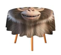 HETVBNS - Cartoon Brown Monkey Tablecloth, Wrinkle and Stain Resistant Polyester Round Tablecloth 36 x 36 Inch, Elegant Decor for Dining, Party, Patio