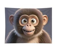 HETVBNS Cartoon Brown Monkey Tapestry Wall Hanging - 60"x80" Aesthetic Tapestries Soft Polyester Wall Art Decor Large Tapestry for Bedroom Living Room Dorm Backdrop, Hanging Kit Included