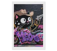HETVBNS Cartoon Cat Riding Motorcycle Diamond Painting Kits for Adults, Full Round Drill DIY Diamond Art for Beginners, 5D Gem Art and Crafts for Home Wall Decor 8"x12"