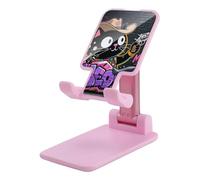 HETVBNS Cartoon Cat Riding Motorcycle Phone Stand for Desk - Adjustable & Foldable Tablet Stand Portable Cell Phone Stand Holder Compatible with 4-13" Smartphones, Tablets