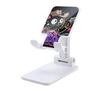 HETVBNS Cartoon Cat Riding Motorcycle Phone Stand for Desk - Adjustable & Foldable Tablet Stand Portable Cell Phone Stand Holder Compatible with 4-13" Smartphones, Tablets
