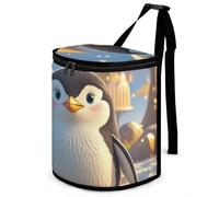 HETVBNS Cartoon Cute Penguin Car Trash Can with Lid, Leakproof Hanging Automotive Trash Bin, Waterproof Garbage Storage Bag for Vehicles, RV, Bathroom, Office