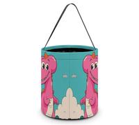 HETVBNS Cartoon Dinosaur Images Candy Bag Halloween Trick Or Treat Bucket 7.9x8.3in, Reusable Gift Bags for Party Holiday Wedding