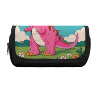 HETVBNS Cartoon Dinosaur Images Pencil Case Extra Large, Double Layer Pencil Pouch with Zipper, Portable Cosmetic Bags for Travel, Office Stationery Organizer for Women Men