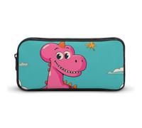 HETVBNS Cartoon Dinosaur Images Pencil Case Large Capacity, Durable Pencil Pouch Portable Small Cosmetic Bag with Metal Zipper, Simple Makeup Pouch Aesthetic Toiletry Bag for Travel Office