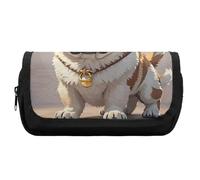 HETVBNS Cartoon Pug Pencil Case Extra Large, Double Layer Pencil Pouch with Zipper, Portable Cosmetic Bags for Travel, Office Stationery Organizer for Women Men