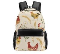 HETVBNS Casual Laptop Backpack for Women Men - 16.5 Inch Large Capacity Daypack Retro Aesthetic Rucksack Chicken And Rooster Print Backpack Personal Item Travel Bag for Work Outdoor Sports