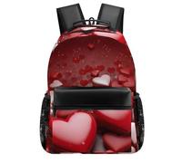 HETVBNS Casual Laptop Backpack for Women Men - 16.5 Inch Large Capacity Daypack Retro Aesthetic Rucksack Valentines Love Hearts Backpack Personal Item Travel Bag for Work Outdoor Sports