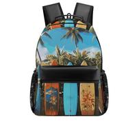 HETVBNS Casual Laptop Backpack for Women Men - 16.5 Inch Large Capacity Daypack Retro Aesthetic Rucksack Surf's Up Surfboard Backpack Personal Item Travel Bag for Work Outdoor Sports