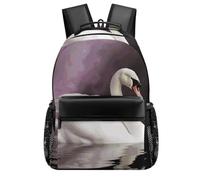 HETVBNS Casual Laptop Backpack for Women Men - 16.5 Inch Large Capacity Daypack Retro Aesthetic Rucksack White Swan Backpack Personal Item Travel Bag for Work Outdoor Sports