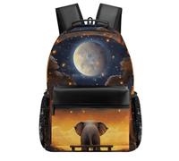 HETVBNS Casual Laptop Backpack for Women Men - 16.5 Inch Large Capacity Daypack Retro Aesthetic Rucksack Animal Elephant Owl Tree Moon Star Backpack Personal Item Travel Bag for Work Outdoor Sports