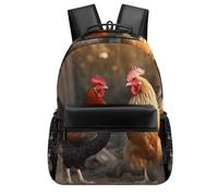 HETVBNS Casual Laptop Backpack for Women Men - 16.5 Inch Large Capacity Daypack Retro Aesthetic Rucksack Rooster And Chicken Backpack Personal Item Travel Bag for Work Outdoor Sports