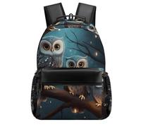 HETVBNS Casual Laptop Backpack for Women Men - 16.5 Inch Large Capacity Daypack Retro Aesthetic Rucksack Owl on Tree Backpack Personal Item Travel Bag for Work Outdoor Sports