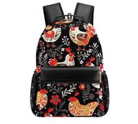 HETVBNS Casual Laptop Backpack for Women Men - 16.5 Inch Large Capacity Daypack Retro Aesthetic Rucksack Cute Rooster Chickens Backpack Personal Item Travel Bag for Work Outdoor Sports