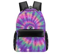 HETVBNS Casual Laptop Backpack for Women Men - 16.5 Inch Large Capacity Daypack Retro Aesthetic Rucksack Tie Dye Hippies Print Backpack Personal Item Travel Bag for Work Outdoor Sports