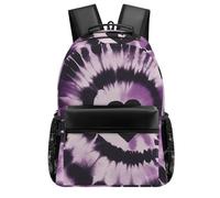 HETVBNS Casual Laptop Backpack for Women Men - 16.5 Inch Large Capacity Daypack Retro Aesthetic Rucksack Purple Tie Dye Backpack Personal Item Travel Bag for Work Outdoor Sports