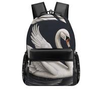HETVBNS Casual Laptop Backpack for Women Men - 16.5 Inch Large Capacity Daypack Retro Aesthetic Rucksack White Swan Backpack Personal Item Travel Bag for Work Outdoor Sports