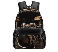 HETVBNS Casual Laptop Backpack for Women Men - 16.5 Inch Large Capacity Daypack Retro Aesthetic Rucksack Drum Set Backpack Personal Item Travel Bag for Work Outdoor Sports