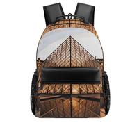 HETVBNS Casual Laptop Backpack for Women Men - 16.5 Inch Large Capacity Daypack Retro Aesthetic Rucksack Louvre Museum in Paris Backpack Personal Item Travel Bag for Work Outdoor Sports