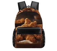 HETVBNS Casual Laptop Backpack for Women Men - 16.5 Inch Large Capacity Daypack Retro Aesthetic Rucksack A Plate Of Fried Chicken Backpack Personal Item Travel Bag for Work Outdoor Sports