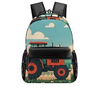 HETVBNS Casual Laptop Backpack for Women Men - 16.5 Inch Large Capacity Daypack Retro Aesthetic Rucksack Tractor Farming Backpack Personal Item Travel Bag for Work Outdoor Sports