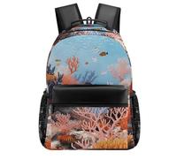 HETVBNS Casual Laptop Backpack for Women Men - 16.5 Inch Large Capacity Daypack Retro Aesthetic Rucksack Coral Reef Backpack Personal Item Travel Bag for Work Outdoor Sports