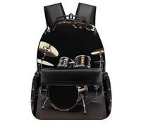 HETVBNS Casual Laptop Backpack for Women Men - 16.5 Inch Large Capacity Daypack Retro Aesthetic Rucksack Cool Drum Set Backpack Personal Item Travel Bag for Work Outdoor Sports