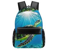 HETVBNS Casual Laptop Backpack for Women Men - 16.5 Inch Large Capacity Daypack Retro Aesthetic Rucksack Turtle Swimming in The Sea Backpack Personal Item Travel Bag for Work Outdoor Sports