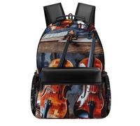 HETVBNS Casual Laptop Backpack for Women Men - 16.5 Inch Large Capacity Daypack Retro Aesthetic Rucksack Violin And Cello Backpack Personal Item Travel Bag for Work Outdoor Sports