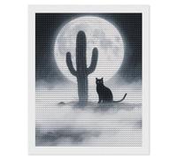 HETVBNS Cat Cactus Diamond Painting Kits for Adults, Full Round Drill DIY Diamond Art for Beginners, 5D Gem Art and Crafts for Home Wall Decor 16"x20"