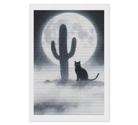 HETVBNS Cat Cactus Diamond Painting Kits for Adults, Full Round Drill DIY Diamond Art for Beginners, 5D Gem Art and Crafts for Home Wall Decor 8"x12"